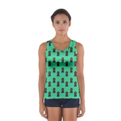 Nerdy 60s  Girl Pattern Seafoam Green Sport Tank Top  by snowwhitegirl