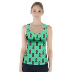 Nerdy 60s  Girl Pattern Seafoam Green Racer Back Sports Top by snowwhitegirl