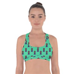 Nerdy 60s  Girl Pattern Seafoam Green Cross Back Sports Bra by snowwhitegirl