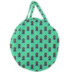 Nerdy 60s  Girl Pattern Seafoam Green Giant Round Zipper Tote by snowwhitegirl