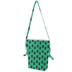 Nerdy 60s  Girl Pattern Seafoam Green Folding Shoulder Bag by snowwhitegirl