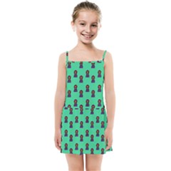 Nerdy 60s  Girl Pattern Seafoam Green Kids  Summer Sun Dress by snowwhitegirl