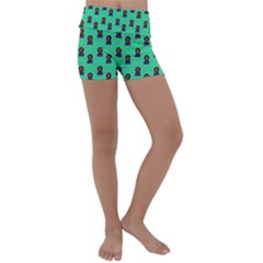 Nerdy 60s  Girl Pattern Seafoam Green Kids  Lightweight Velour Yoga Shorts by snowwhitegirl