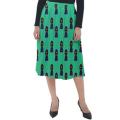 Nerdy 60s  Girl Pattern Seafoam Green Classic Velour Midi Skirt  by snowwhitegirl