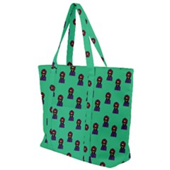 Nerdy 60s  Girl Pattern Seafoam Green Zip Up Canvas Bag by snowwhitegirl