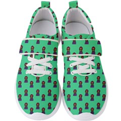 Nerdy 60s  Girl Pattern Seafoam Green Men s Velcro Strap Shoes by snowwhitegirl