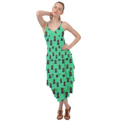 Nerdy 60s  Girl Pattern Seafoam Green Layered Bottom Dress