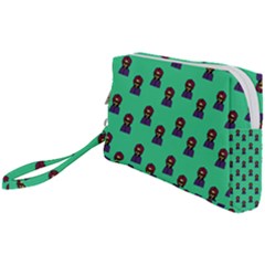 Nerdy 60s  Girl Pattern Seafoam Green Wristlet Pouch Bag (small) by snowwhitegirl