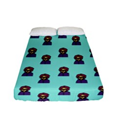 Nerdy 60s  Girl Pattern Aqua Fitted Sheet (full/ Double Size) by snowwhitegirl