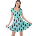 Nerdy 60s  Girl Pattern Aqua Cap Sleeve Dress View1