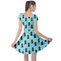 Nerdy 60s  Girl Pattern Aqua Cap Sleeve Dress View2