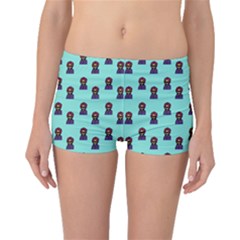 Nerdy 60s  Girl Pattern Aqua Boyleg Bikini Bottoms by snowwhitegirl