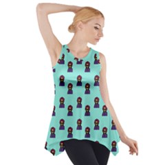 Nerdy 60s  Girl Pattern Aqua Side Drop Tank Tunic by snowwhitegirl