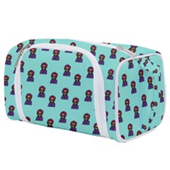 Nerdy 60s  Girl Pattern Aqua Toiletries Pouch by snowwhitegirl