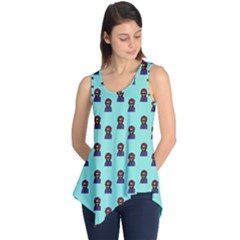 Nerdy 60s  Girl Pattern Aqua Sleeveless Tunic by snowwhitegirl