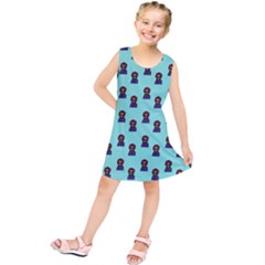 Nerdy 60s  Girl Pattern Aqua Kids  Tunic Dress by snowwhitegirl