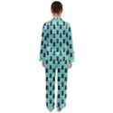 Nerdy 60s  Girl Pattern Aqua Satin Long Sleeve Pyjamas Set View2