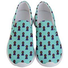 Nerdy 60s  Girl Pattern Aqua Men s Lightweight Slip Ons by snowwhitegirl