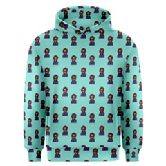 Nerdy 60s  Girl Pattern Aqua Men s Overhead Hoodie by snowwhitegirl