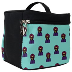 Nerdy 60s  Girl Pattern Aqua Make Up Travel Bag (big) by snowwhitegirl