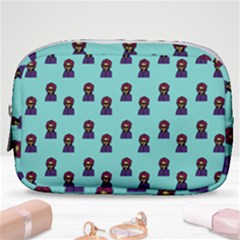 Nerdy 60s  Girl Pattern Aqua Make Up Pouch (small) by snowwhitegirl