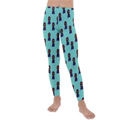 Nerdy 60s  Girl Pattern Aqua Kids  Lightweight Velour Leggings by snowwhitegirl