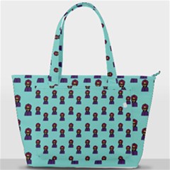 Nerdy 60s  Girl Pattern Aqua Back Pocket Shoulder Bag 