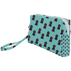 Nerdy 60s  Girl Pattern Aqua Wristlet Pouch Bag (small)