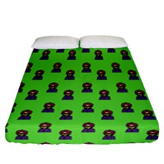 Nerdy 60s  Girl Pattern Green Fitted Sheet (california King Size) by snowwhitegirl