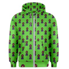 Nerdy 60s  Girl Pattern Green Men s Zipper Hoodie by snowwhitegirl