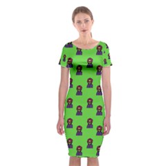 Nerdy 60s  Girl Pattern Green Classic Short Sleeve Midi Dress by snowwhitegirl