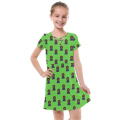 Nerdy 60s  Girl Pattern Green Kids  Cross Web Dress by snowwhitegirl