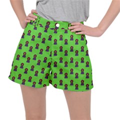 Nerdy 60s  Girl Pattern Green Ripstop Shorts by snowwhitegirl