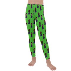 Nerdy 60s  Girl Pattern Green Kids  Lightweight Velour Leggings by snowwhitegirl