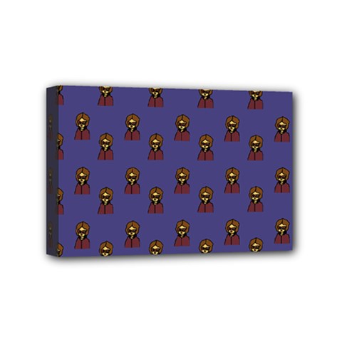 Nerdy 60s  Girl Pattern Dark Purple Mini Canvas 6  X 4  (stretched) by snowwhitegirl