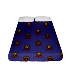 Nerdy 60s  Girl Pattern Dark Purple Fitted Sheet (full/ Double Size) by snowwhitegirl