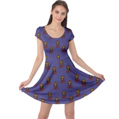 Nerdy 60s  Girl Pattern Dark Purple Cap Sleeve Dress by snowwhitegirl