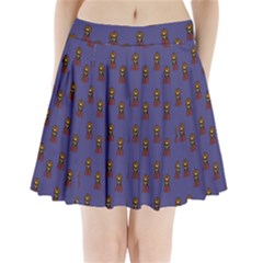 Nerdy 60s  Girl Pattern Dark Purple Pleated Mini Skirt by snowwhitegirl