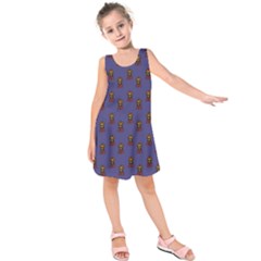 Nerdy 60s  Girl Pattern Dark Purple Kids  Sleeveless Dress by snowwhitegirl