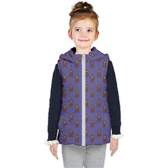 Nerdy 60s  Girl Pattern Dark Purple Kids  Hooded Puffer Vest by snowwhitegirl