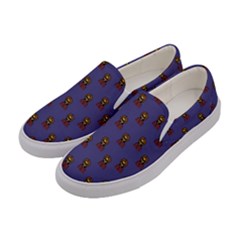 Nerdy 60s  Girl Pattern Dark Purple Women s Canvas Slip Ons by snowwhitegirl