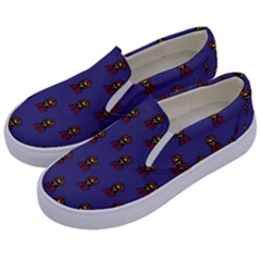 Nerdy 60s  Girl Pattern Dark Purple Kids  Canvas Slip Ons by snowwhitegirl