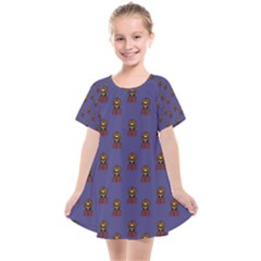 Nerdy 60s  Girl Pattern Dark Purple Kids  Smock Dress by snowwhitegirl