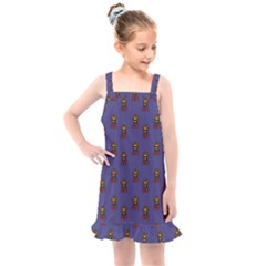 Nerdy 60s  Girl Pattern Dark Purple Kids  Overall Dress by snowwhitegirl