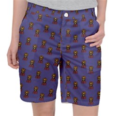 Nerdy 60s  Girl Pattern Dark Purple Pocket Shorts by snowwhitegirl