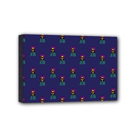 Nerdy 60s  Girl Pattern Blue Mini Canvas 6  X 4  (stretched) by snowwhitegirl