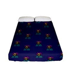 Nerdy 60s  Girl Pattern Blue Fitted Sheet (full/ Double Size) by snowwhitegirl