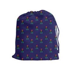 Nerdy 60s  Girl Pattern Blue Drawstring Pouch (xl) by snowwhitegirl