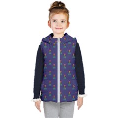 Nerdy 60s  Girl Pattern Blue Kids  Hooded Puffer Vest by snowwhitegirl