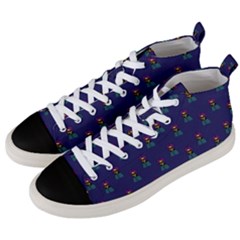 Nerdy 60s  Girl Pattern Blue Men s Mid-top Canvas Sneakers by snowwhitegirl